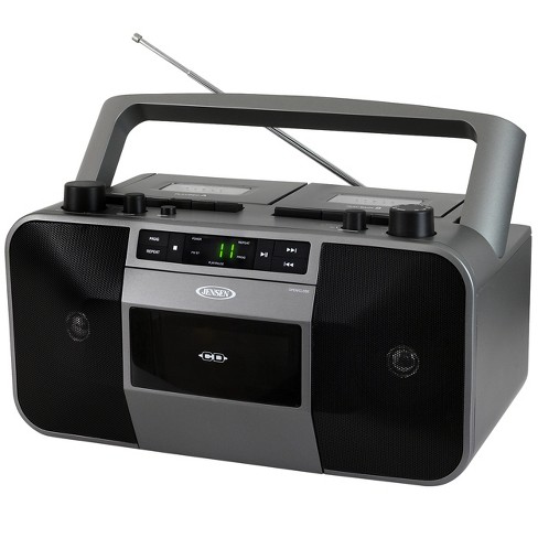 Jensen Mcr-1500 Portable Stereo Cd Player Dual Cassette Deck Recorder With  Am/fm Radio : Target