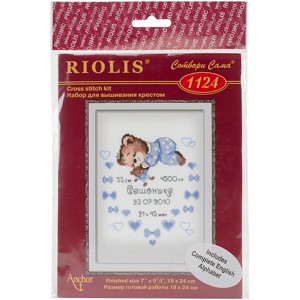 RIOLIS Counted Cross Stitch Kit 7"X9.5"-Boys Birth Announcement - 1 of 2