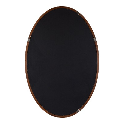 Walnut Brown Oval Wood Framed Bathroom Vanity Mirror