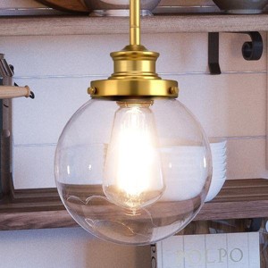 Urban Ambiance Luxury Vintage Pendant,  9-1/2"H x 6-7/8"W,  Native Brass Finish, UHP2641 - 1 of 4