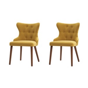 Lidia Mid-century Modern Wingback Dining Chair with Solid Wood Legs Set of 2|ARTFUL LIVING DESIGN - 1 of 4