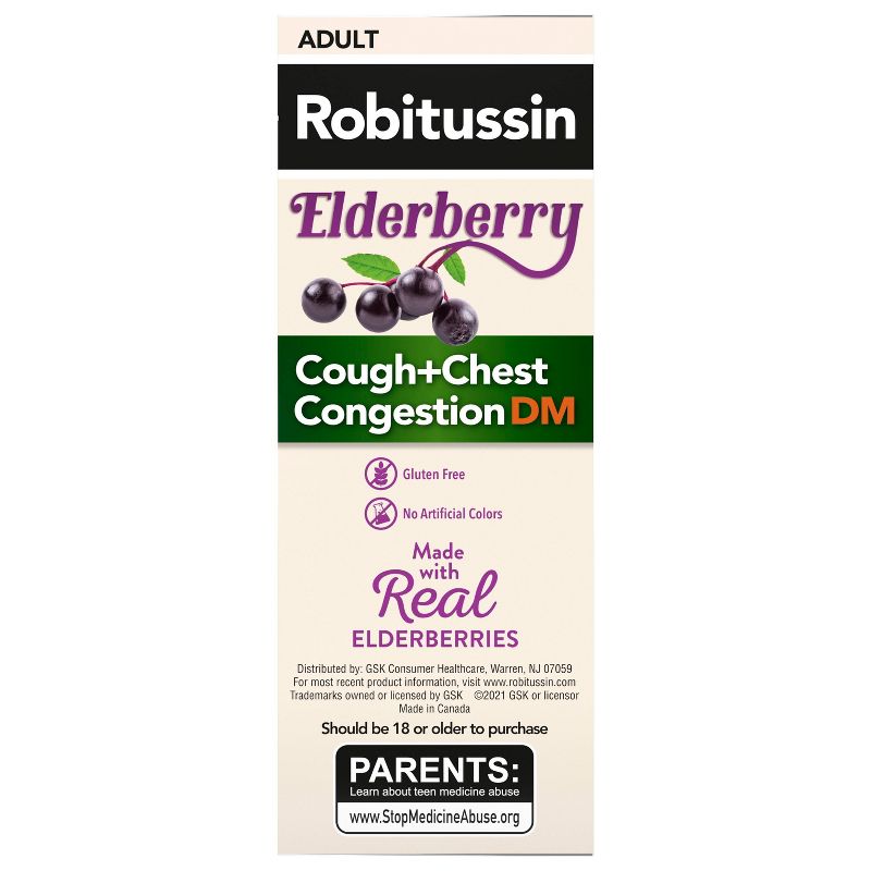 Robitussin Maximum Strength Cough and Chest Congestion Relief Syrup - Elderberry - 8.0 fl oz, 3 of 11