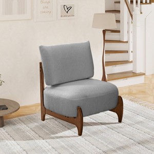 Modern Teddy Accent Chair with Soft Seat and Backrest, Solid Wood Frame, Stylish Lounge Chair for Bedroom or Living Room–The Pop Home - 1 of 4