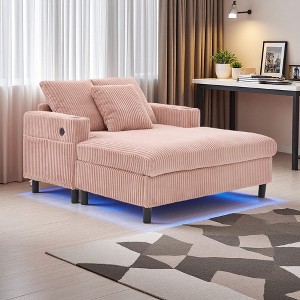 56" Corduroy Oversized Recliner Sofa with Deep Seat, 3 Pillows & USB Charging - 1 of 4