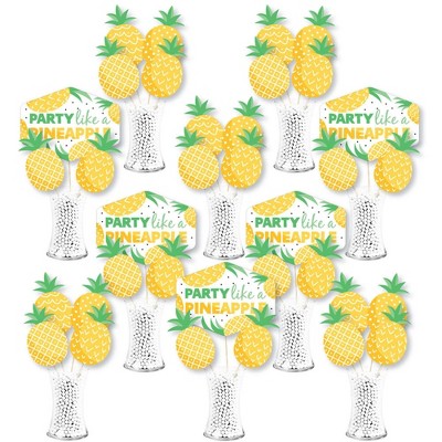 Big Dot of Happiness Tropical Pineapple - Summer Party Centerpiece Sticks - Showstopper Table Toppers - 35 Pieces