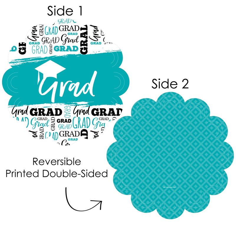 Big Dot of Happiness Teal Grad - Best is Yet to Come - Turquoise Graduation Party Round Table Decorations - Paper Chargers - Place Setting For 12, 4 of 10