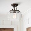 Regency Hill Rustic Farmhouse Industrial Ceiling Light Semi Flush Mount Fixture 10 1/4" Wide Bronze Curved Clear Glass Shade for Bedroom Kitchen House - 2 of 4