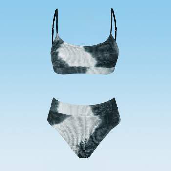 Women's Tie-Dye Wash Textured Scoop Neck High Waist Bikini Set - Cupshe