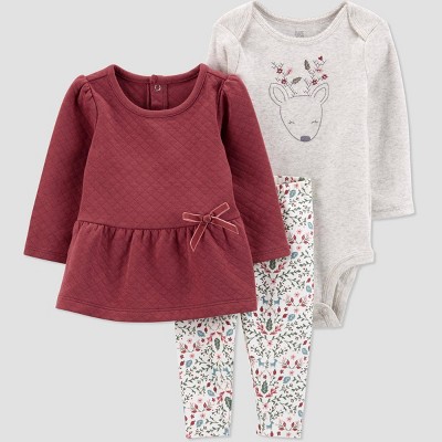 Image of Baby Girls' Deer Top & Bottom Set - Just One You® made by carter's Gray 6M