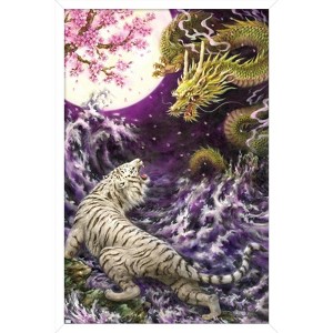 Trends International Kayomi Harai - Moonlight Dragon and Tiger Framed Wall Poster Prints - 1 of 4