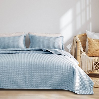 Solid Basketweave Quilt Bedding Set - Isla Jade