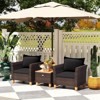 Tangkula 3 PCS Patio PE Wicker Furniture Set Outdoor Conversation Bistro Set w/ Cushions Black - 4 of 4