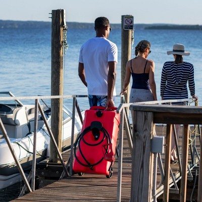 Red 14-Gallon Portable Plastic Gas Fuel Tank with Pump, 2-Pack