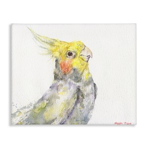 Stupell Industries Cockatiel Bird Portrait Tropical Yellow Grey Pet Canvas Art - 1 of 4