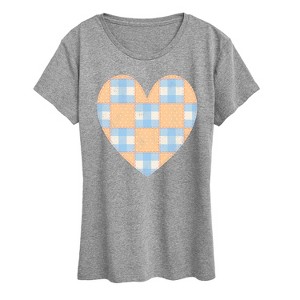 Women's - Instant Message - Patchwork Quilt Heart Short Sleeve Graphic T-Shirt - 1 of 4