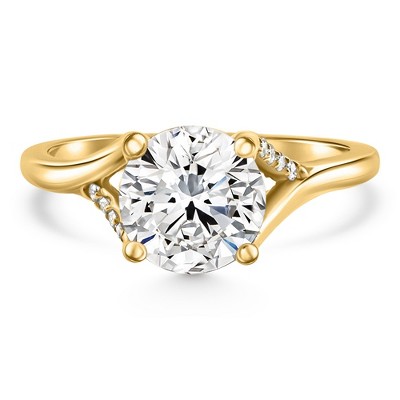 Pompeii3 8mm Moissanite & Diamond Ring 14k Gold Lab Created