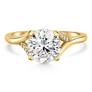 Pompeii3 8mm Moissanite & Diamond Ring 14k Gold Lab Created - 1 of 4