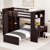 Twin size Loft Bed with a Stand-alone bed, Shelves,Desk,and Wardrobe-White - 2 of 4