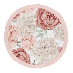Sweet Jojo Designs Girl Baby Tummy Time Playmat Peony Floral Garden Pink and Ivory - 1 of 4
