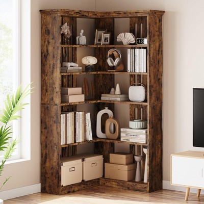Corner Bookshelf 72.8in Farmhouse Bookcase Large Bookshelf