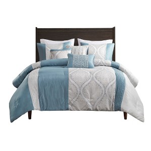 Gracie Mills 6-PC Londonbury Jacquard Comforter Set with Throw Pillows - 1 of 4