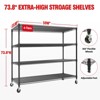 Wire Shelving Unit 2640LBS Capacity, 73"H x 59"W 4-Tier Metal Storage Rack with Wheels, Adjustable Garage Shelves - 2 of 4