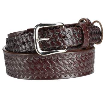 Boston Leather Men's Basketweave Leather Ranger Belt