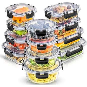 Joyful 24-Piece Light Grey Glass Storage Containers with Leakproof Lids Set