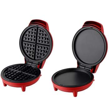 Courant Personal Grill and Waffle Maker (Red) - Bundle