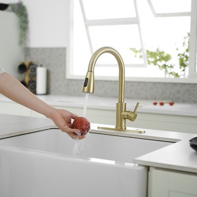 Brushed Gold Single Handle Pull Down Kitchen Faucet