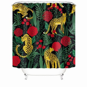 Safflower And Leopard Shower Curtains for Bathroom Waterproof Fabric Bath Curtain Durable Soft Stylish Bathroom Decor 72x72 Inch - 1 of 1