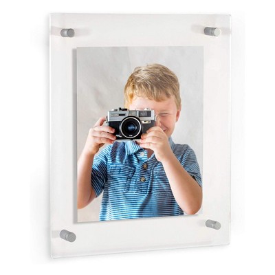 ArtToFrames Floating Acrylic Picture Frame with Muted Chrome Standoff Wall Mount Hardware for Pictures Up to 13 x 19 Inches, Clear