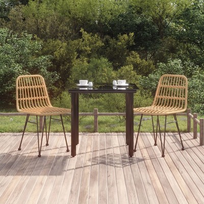 vidaXL 3 Piece Patio Dining Set Poly Rattan