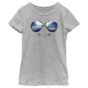 Girl's Top Gun Aviator Sunglasses Reflection Logo T-Shirt - 1 of 4