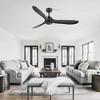 Airsurfer 60" Light-Free Matte Black Propeller Ceiling Fan, DC Motor, with 3 ABS Blades, 6''/12'' Down Rods, Remote Included - 2 of 4