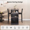Bar Table and Chairs for 2, Dining Room Table with Double Tier Wine Rack and Glasses Hanging, White Marble Pattern and 2 Velvet Seat - 3 of 4