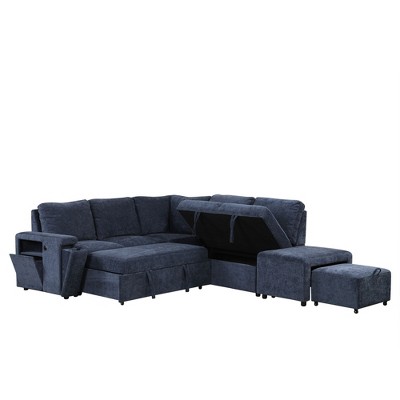 NicBex Modular 90.6" L Shape Sectional Sofa Sleeper Couch Set with Storage Space for Living Room