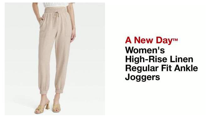 Women's High-Rise Linen Regular Fit Ankle Joggers - A New Day™, 2 of 5, play video