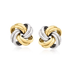 Ross-Simons Italian Sterling Silver and 18kt Gold Over Sterling Love Knot Earrings - 1 of 3