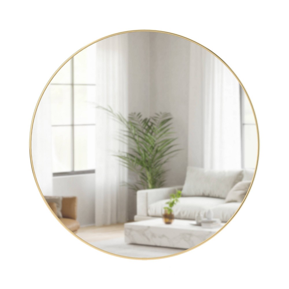Photos - Wall Mirror Umbra 34" Hubba  Brass - : Modern Steel Frame, No Assembly Required 