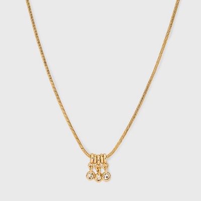 Multi Stone Drop Pendant Necklace - A New Day™ Gold: Nickel-Free Metal, Lobster Claw Clasp, 16" Length
