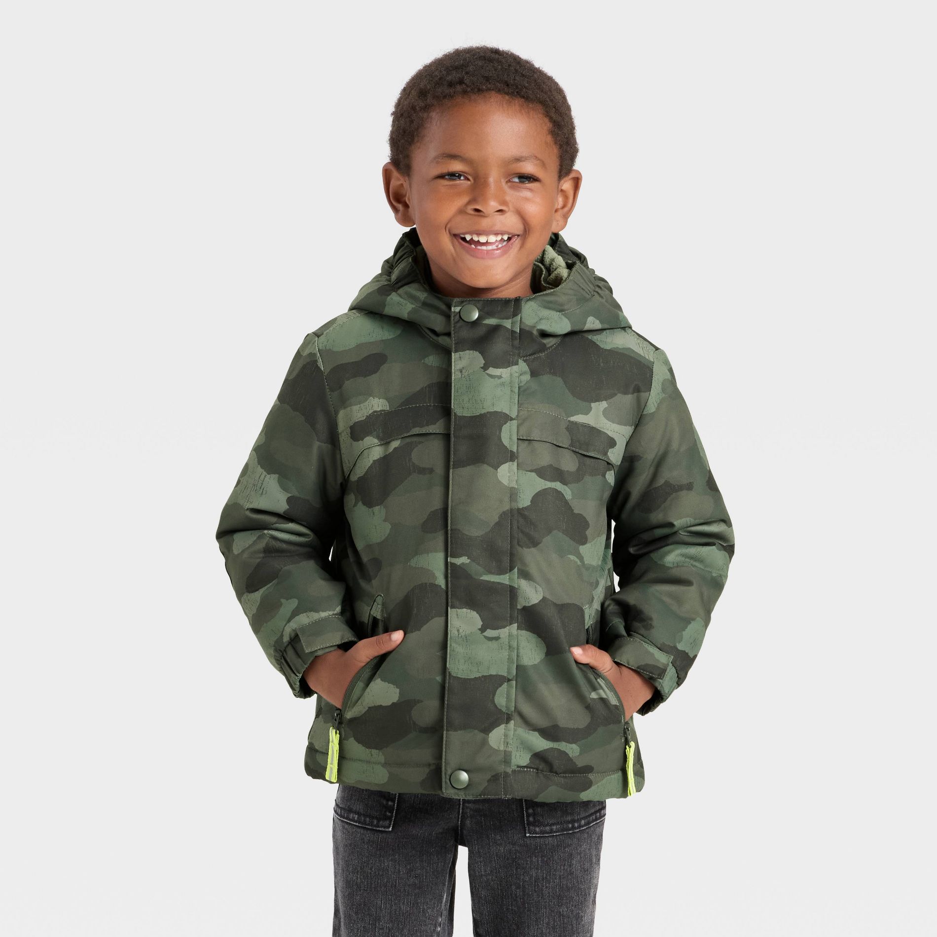 Toddler Boys' Camo 3-in-1 Snowplay Jacket - Cat & Jack™ Olive Green