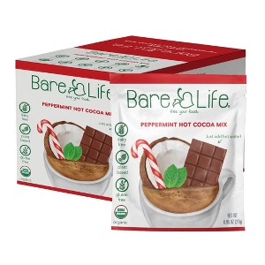 Bare Life Instant Dairy Free Peppermint Hot Cocoa Mix | 20 Pack Single Serving | Gluten Free, Vegan and Organic - 1 of 4
