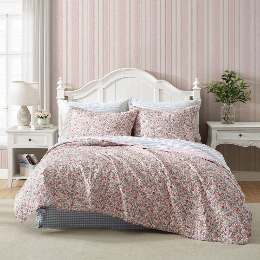 Photos - Bed Linen Laura Ashley Twin Rowena 100 Cotton Quilt Pink
