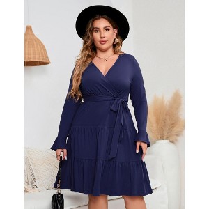 Women's Plus Size Boho Ruffle Dress – Ethereal Tiered Layers & Flowy Bell Sleeves for Garden Parties & Special Occasions - 1 of 4