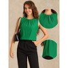INSPIRE CHIC Women's Summer Office Pleated Crew Neck Sleeveless Back Keyhole Blouse - 2 of 4