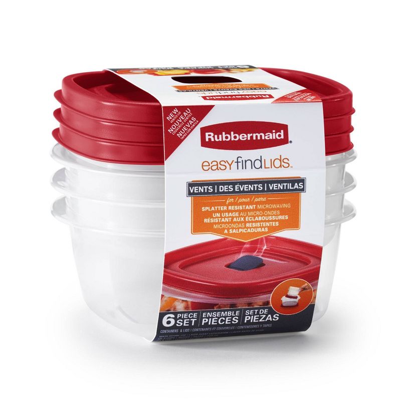 Rubbermaid 6pc Food Storage Container Set (3 containers, 3 lids), 3 of 8