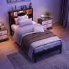 Platform Bed, Metal Wood Frame with LED Headboard Storage & USB Charging, No Box Spring Required - Baofuwish - 2 of 4
