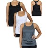 Galaxy By Harvic Women's Moisture Wicking Racerback Tanks- 3 Pack - 2 of 2