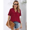 Women's V Neck Tops Summer Short Sleeve Solid Color T-shirts Casual Blouses - 3 of 4
